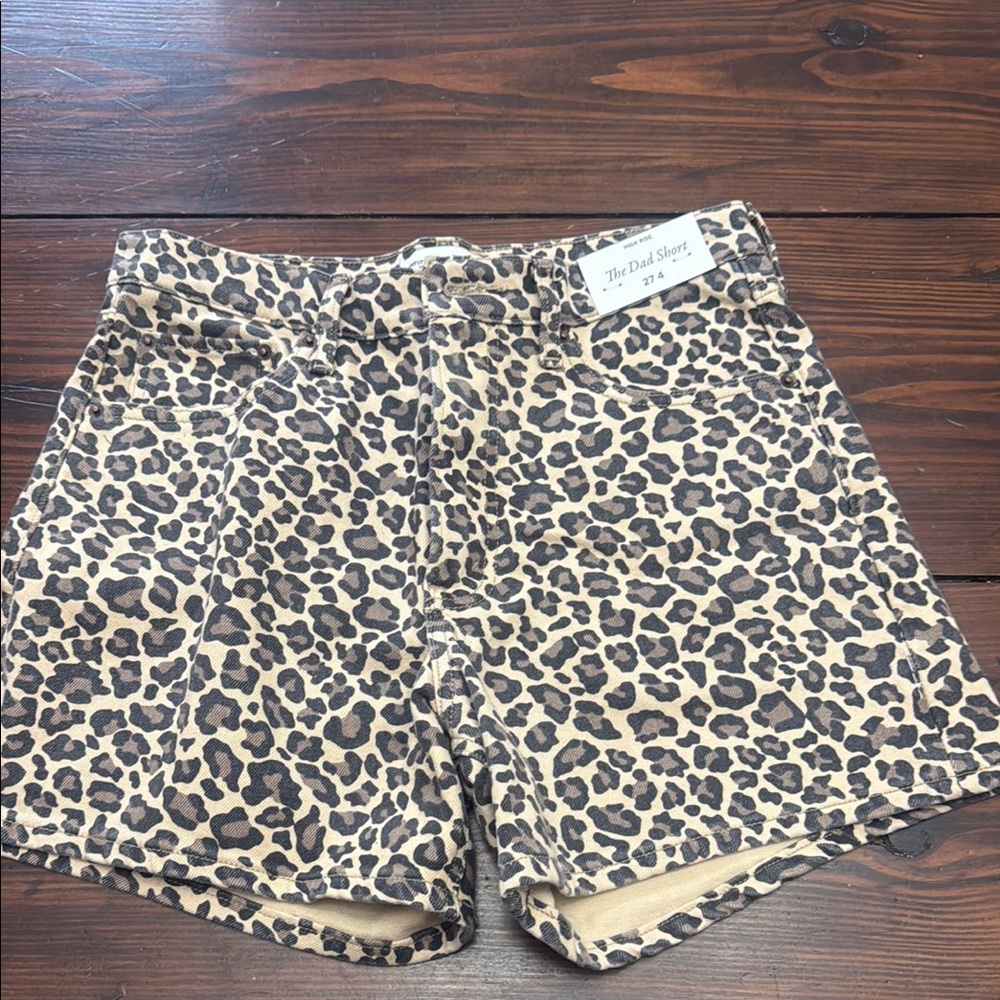 Abercrombie & Fitch Leopard Print Dad Jean Shorts